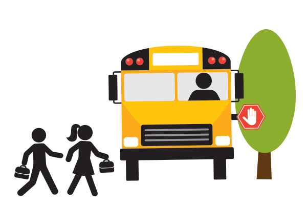 Graphic of kids getting in a school bus