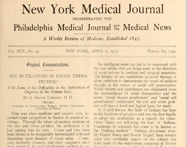 New York Medical Journal, April 6, 1912. Photo: Thomas Freeman