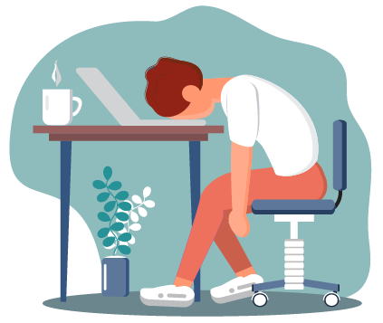 graphic of person asleep at desk