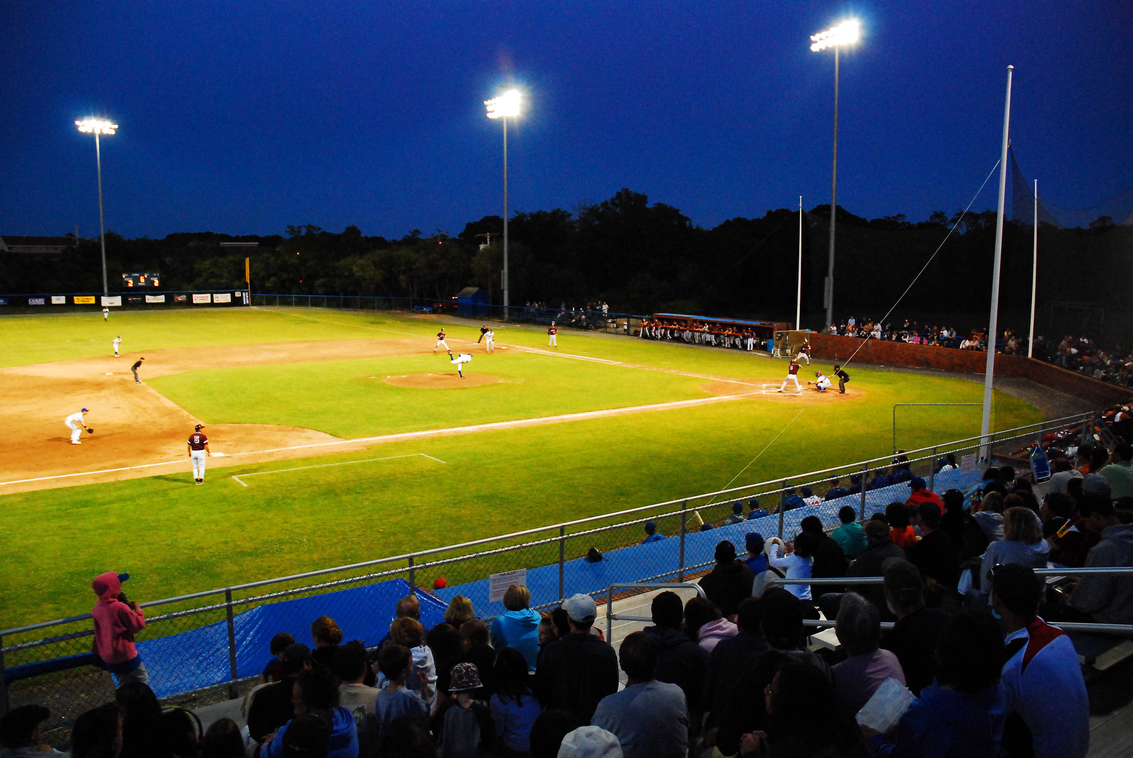 A baseball game in action