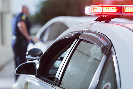 Police officer pulling over a vehicle