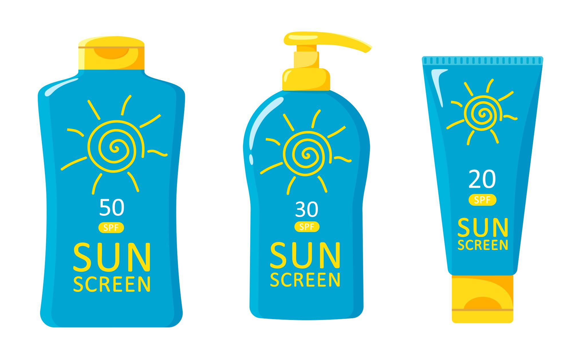 Three bottles of Sunscreen