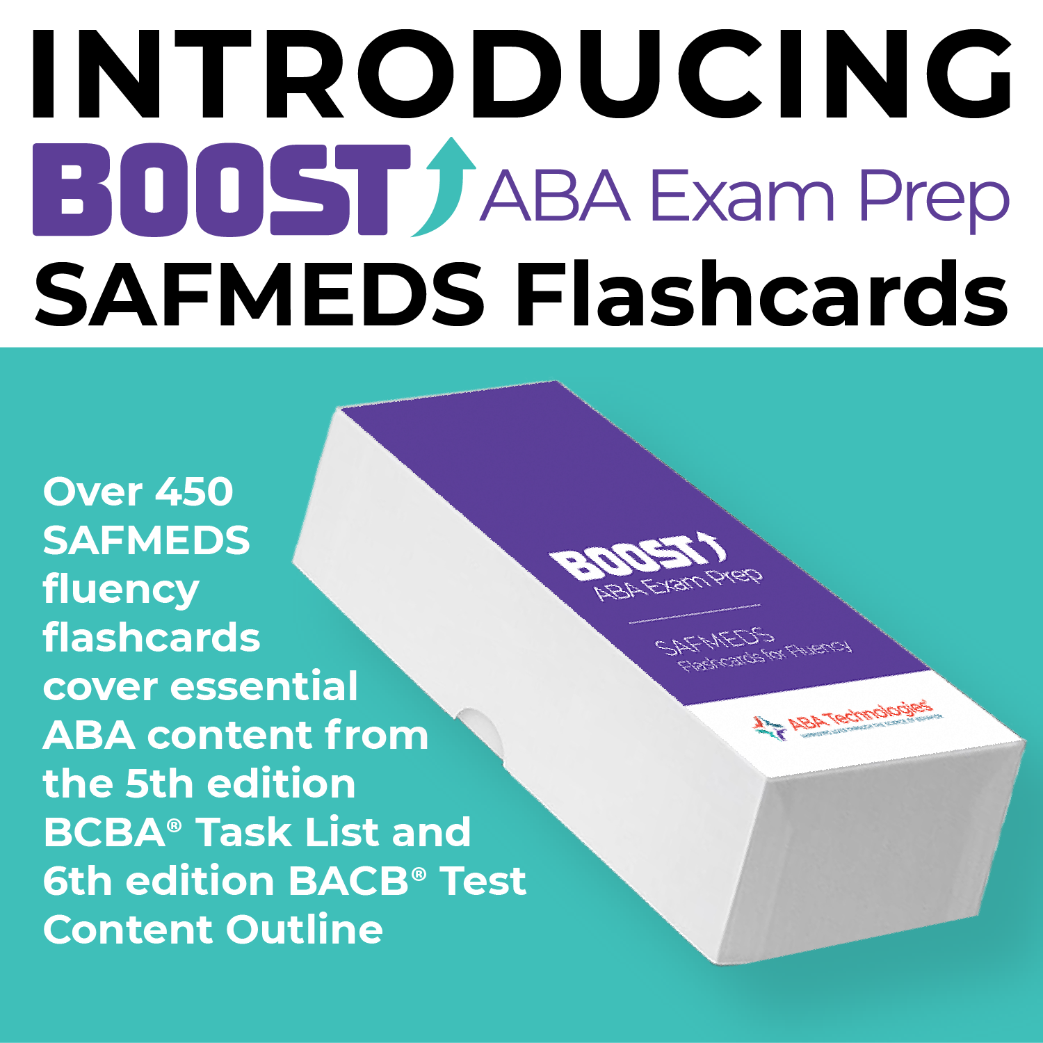 An Advertisement for BOOST BCBA Exam Prep SAFMEDS Flashcards