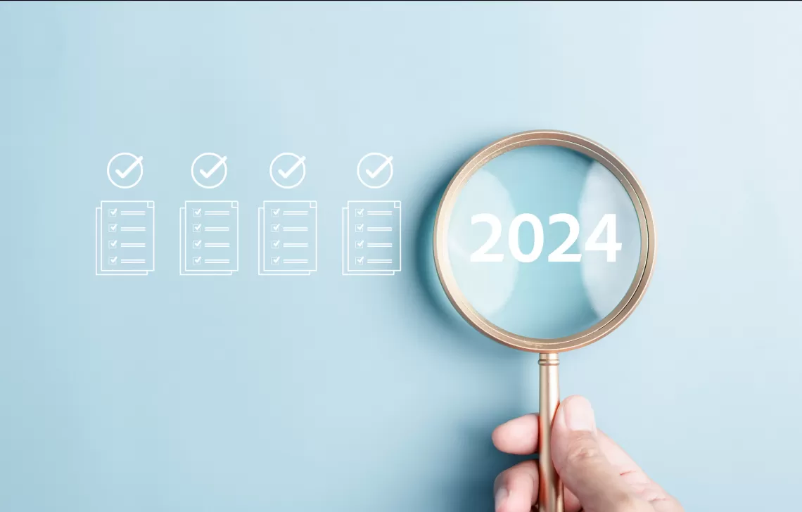 2024 with magnifying glass