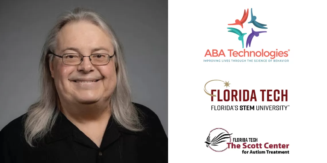 ABA TECH DONATES (Photo of Jose, aba tech logo, Florida Tech logo, Scott Center logo)