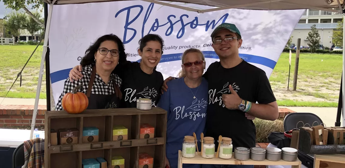 The Blossom crew all set up at a market