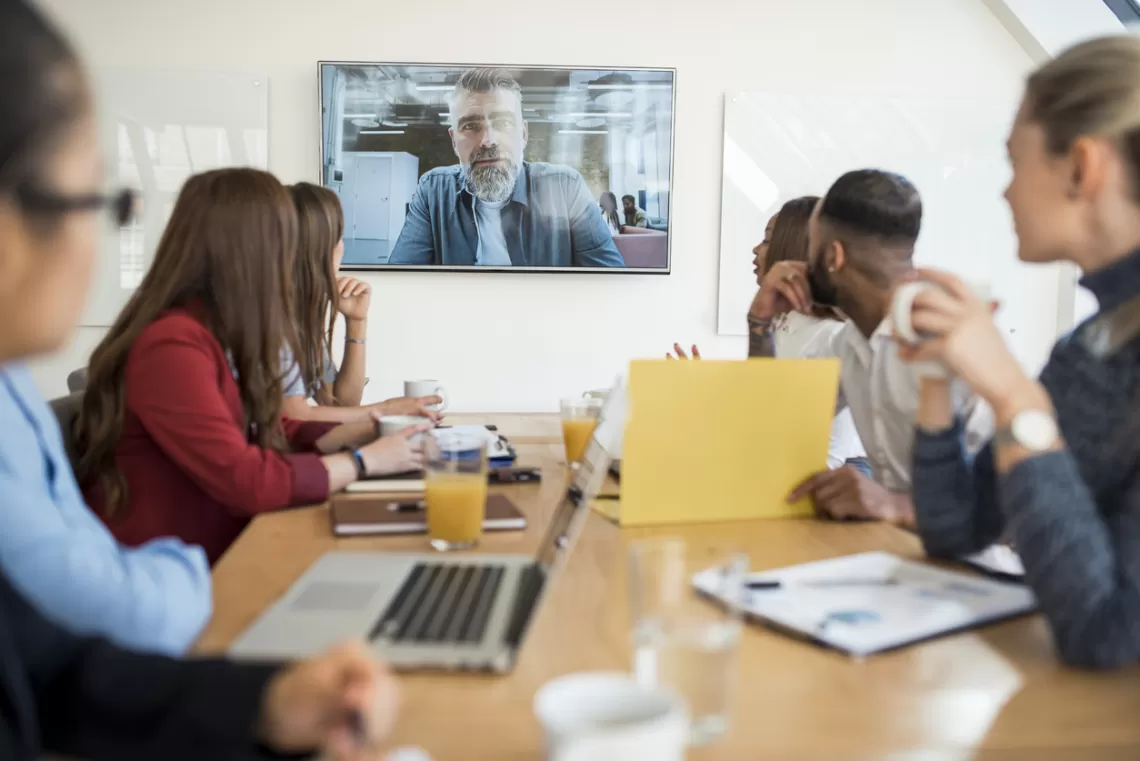 A group of business people holding a meeting