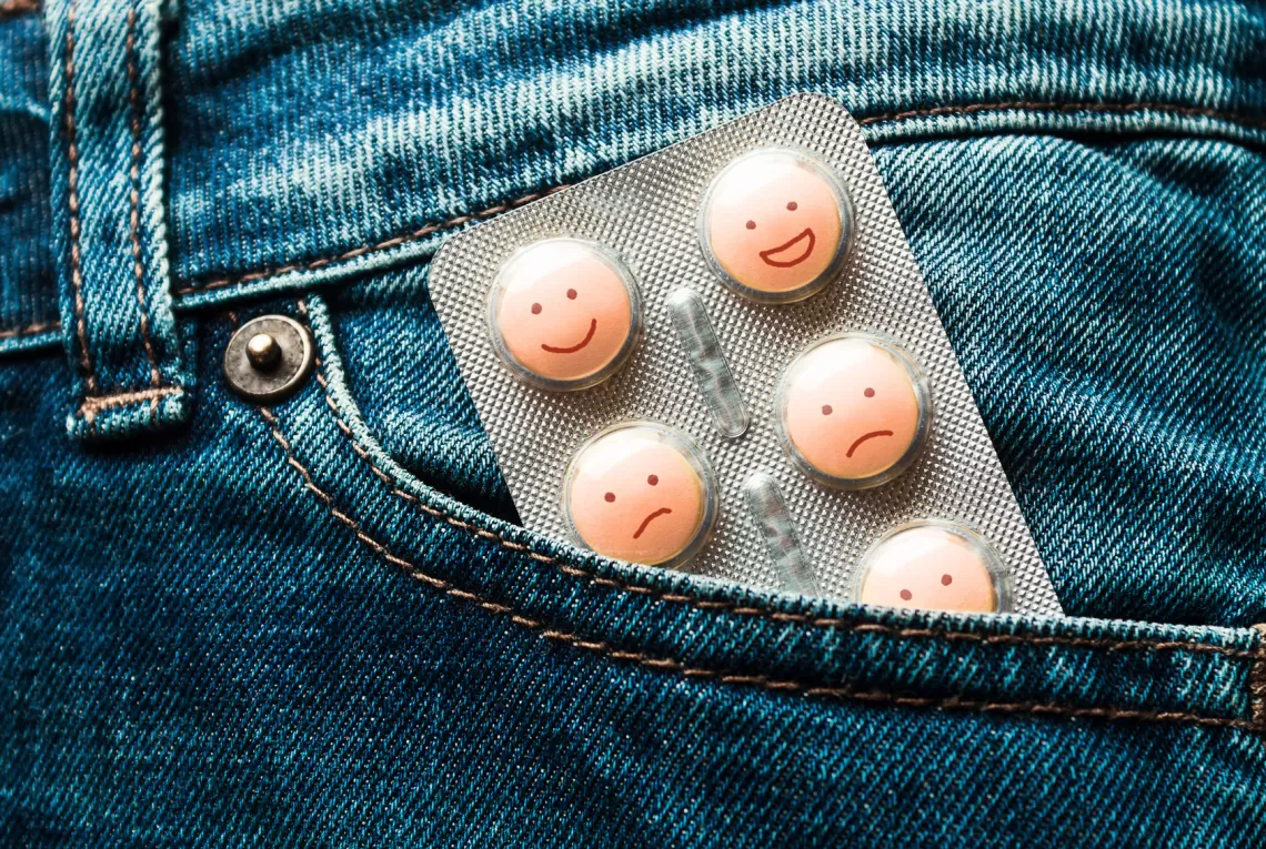 jeans with pills in pocket