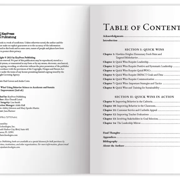 Quick Wins 2 Table of contents image