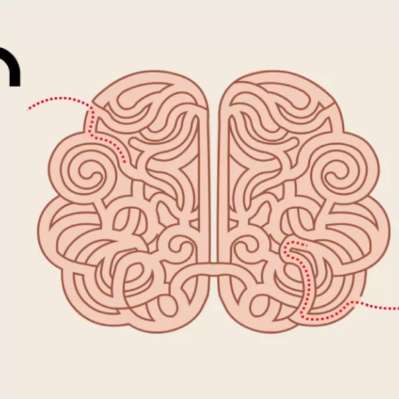 The Heart of ABA. An illustration of a confused man entering a brain shaped maze with an unlocked padlock at the other end.