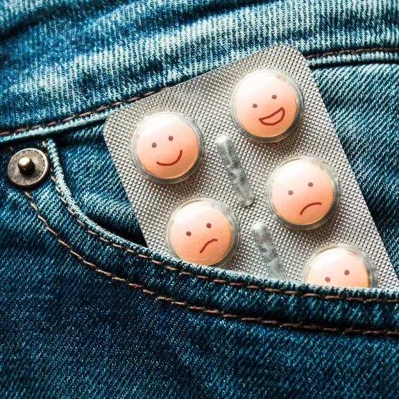 jeans with pills in pocket